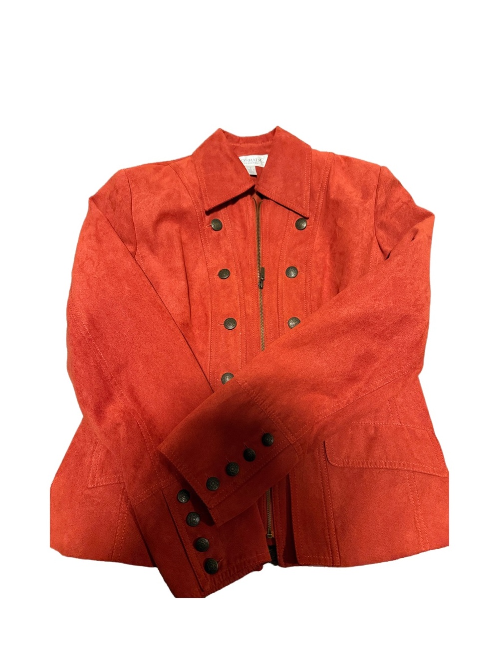 Rust orange Suede Button-Front Women's Jacket